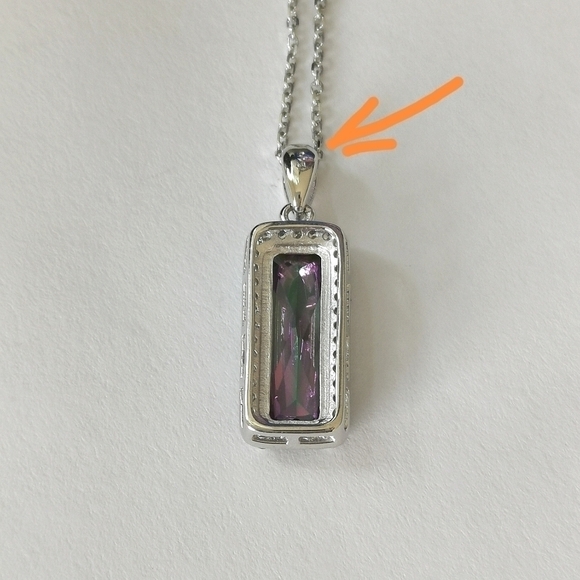Mystic Topaz Halo pendant necklace in Sterling Silver 🆕 - Picture 6 of 9